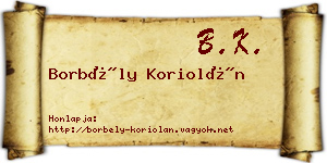 Borbély Koriolán névjegykártya