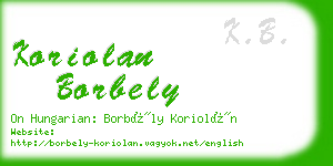 koriolan borbely business card